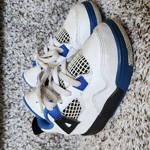 Air Jordan 4 Retro 308500-117 Toddler Motorsports White Sneaker Shoes Sz 7C